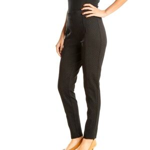 Anne Klein Black Polka Dot Classic Skinny Stretchy Pants